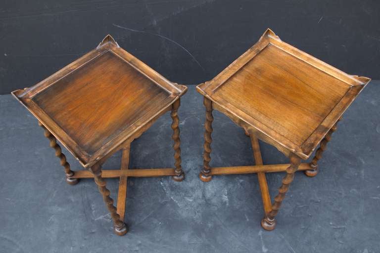 20th Century Pair of Barley Twist End Tables