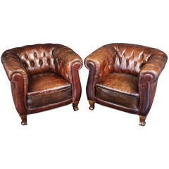 Antique Pair of Leather Club Chairs