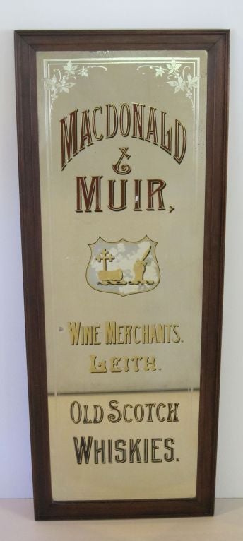 19th Century Scotch Whisky Advertising Mirror from Leith, Scotland