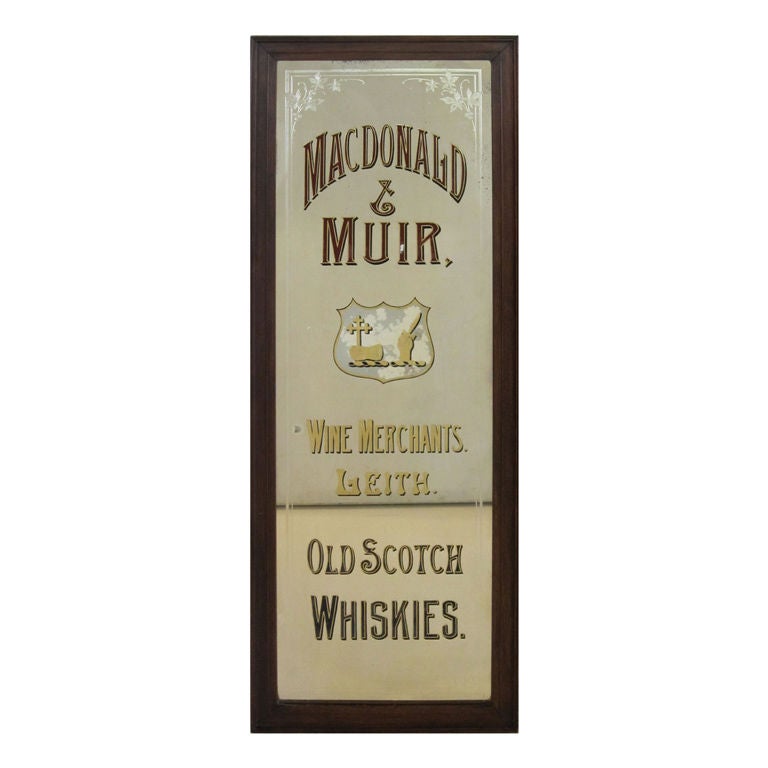 Scotch Whisky Advertising Mirror from Leith, Scotland