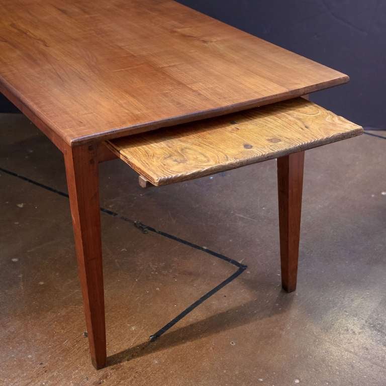 French Farm Table of Cherry with a Drawer and Bread Board In Excellent Condition In Austin, TX