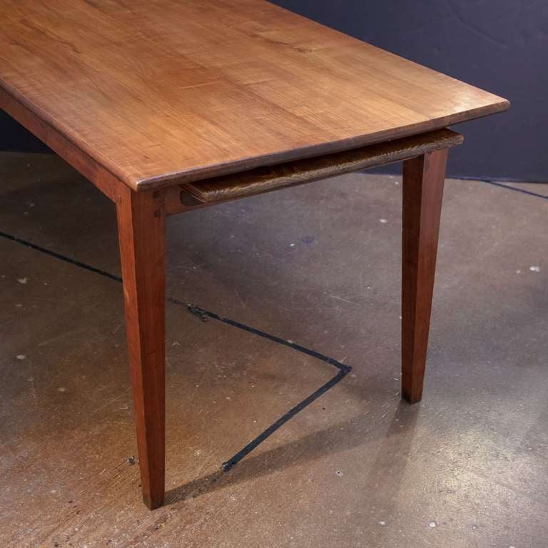 19th Century French Farm Table of Cherry with a Drawer and Bread Board