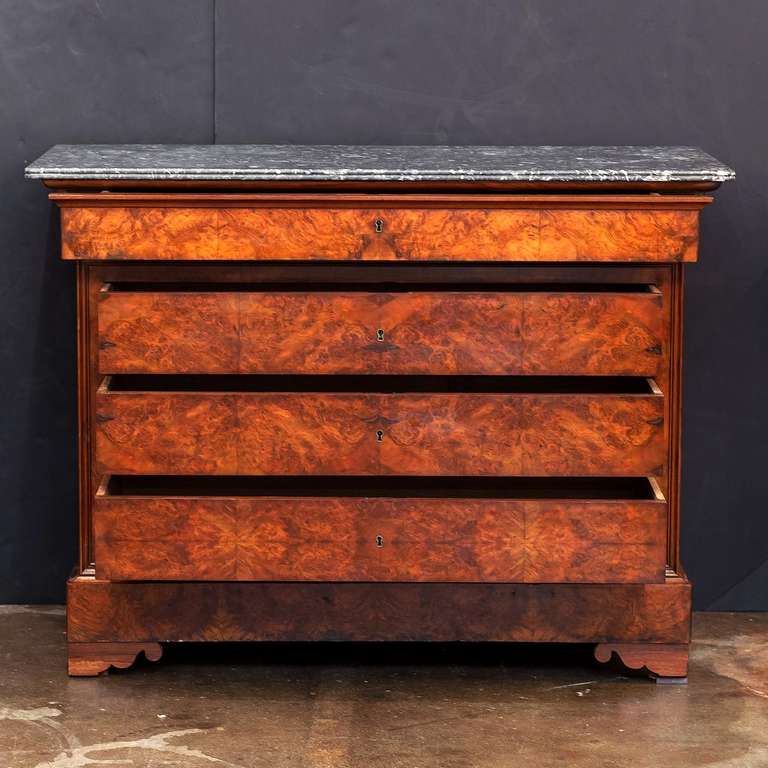 Louis Philippe Chest or Commode with Marble Top In Excellent Condition In Austin, TX