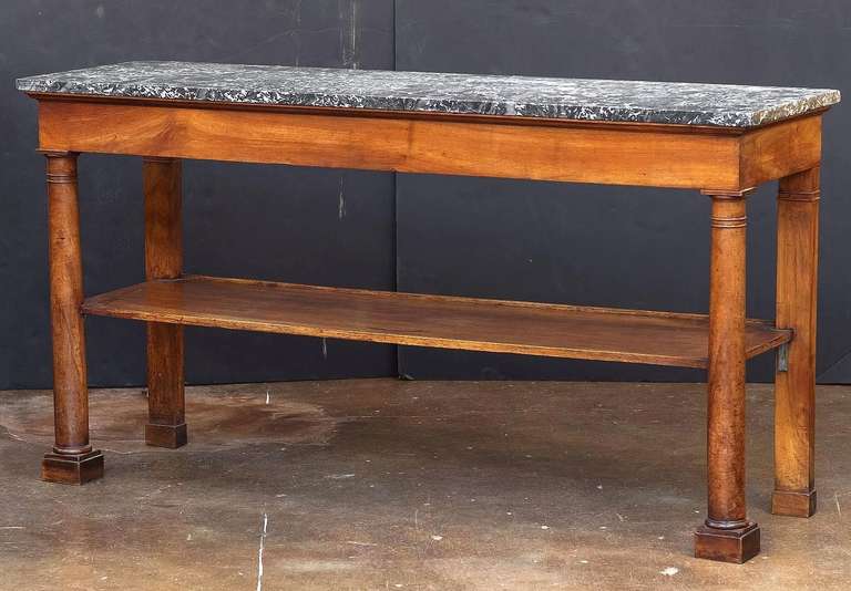 19th Century Large French Console of Walnut with Marble Top