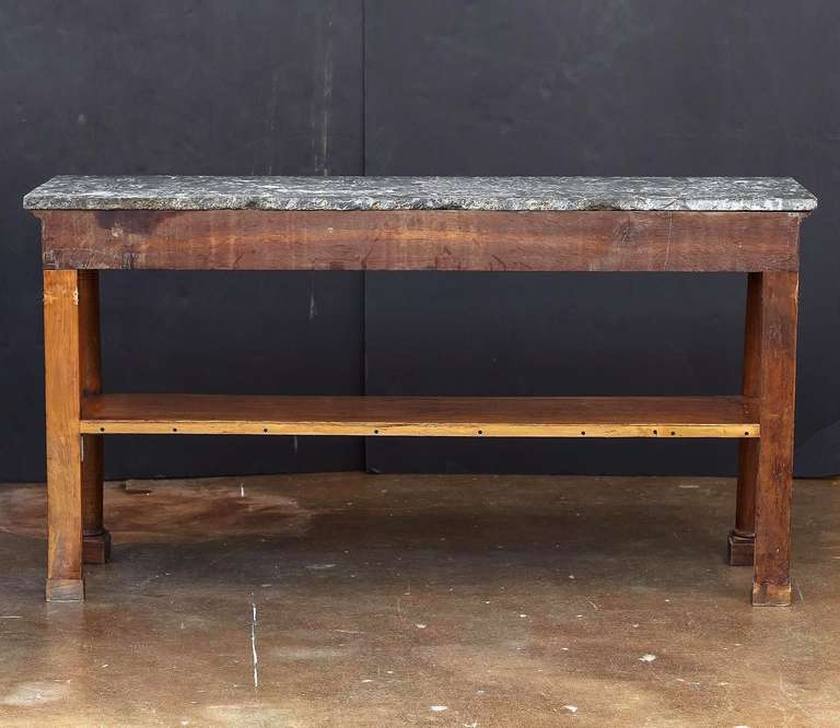 Large French Console of Walnut with Marble Top 2
