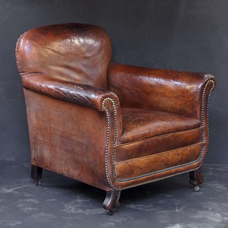 20th Century French Leather Club Chair