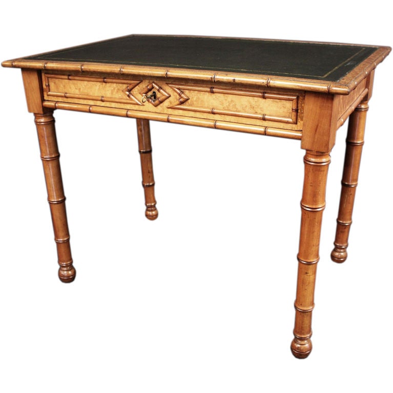 Faux Bamboo Writing Desk of Curly Maple