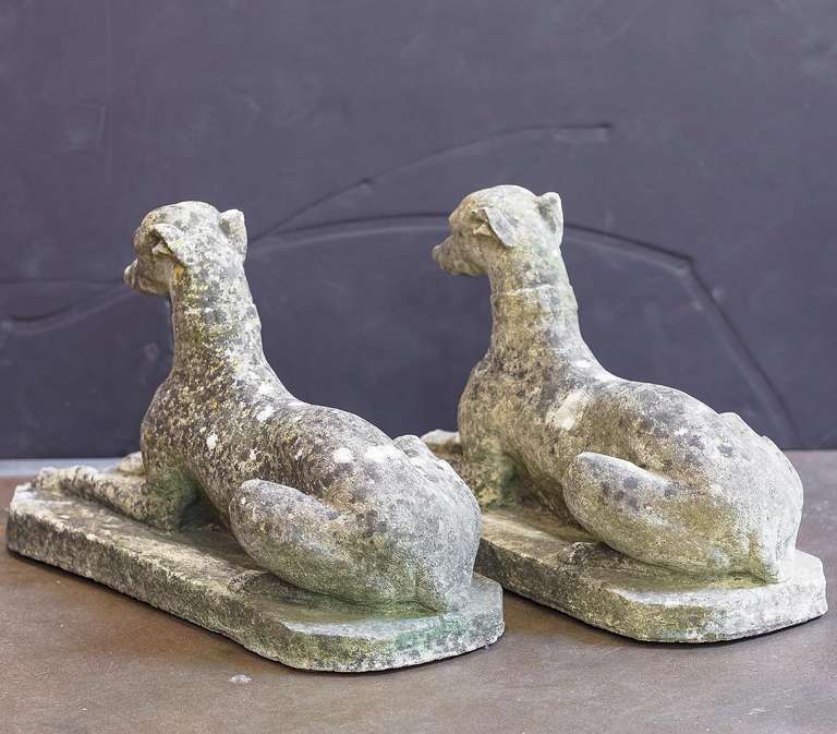 Pair of English Garden Stone Whippets 2