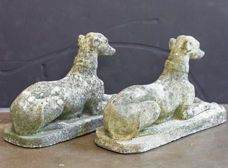 Pair of English Garden Stone Whippets 1