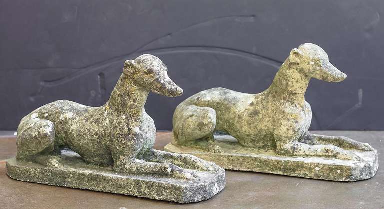 20th Century Pair of English Garden Stone Whippets
