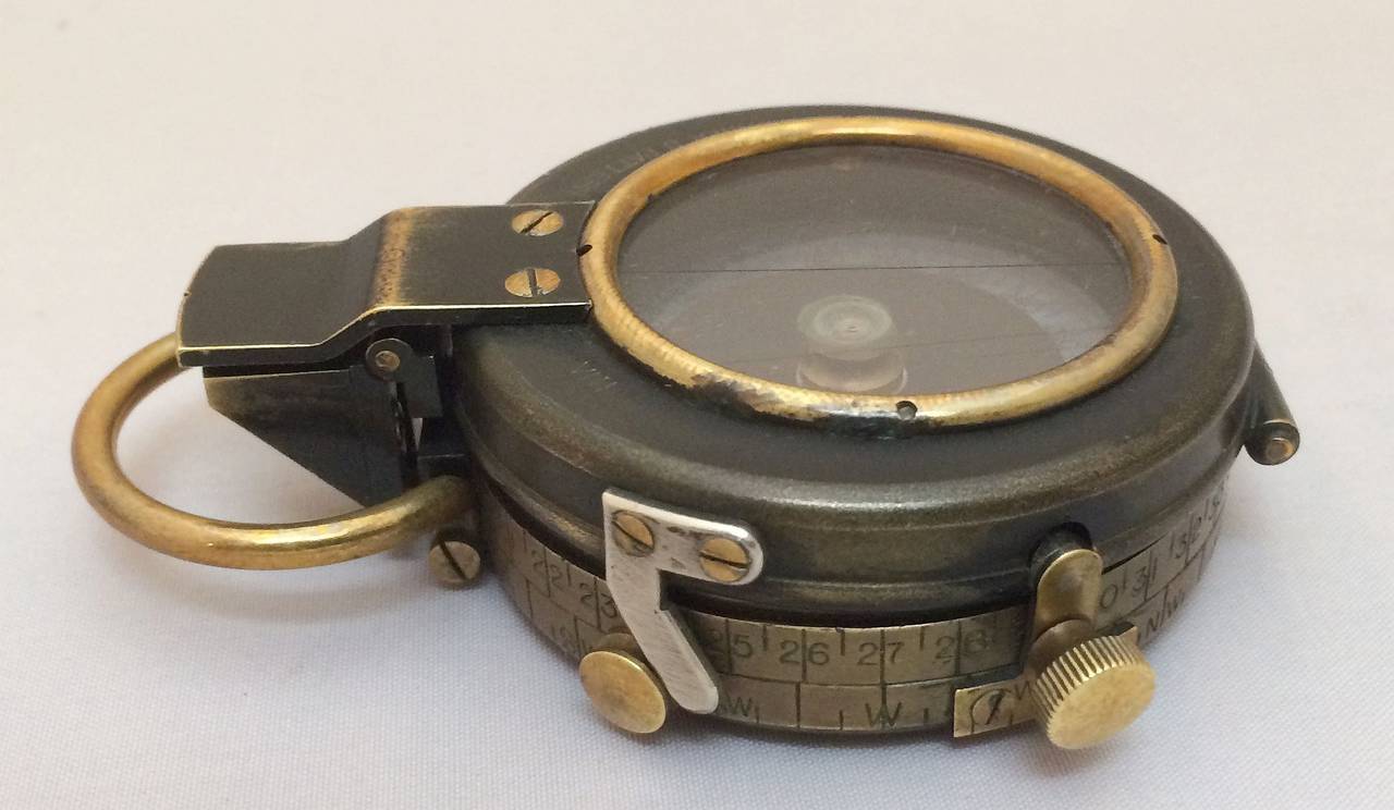 Early 20th Century British WWI Marching Compass with Leather Case