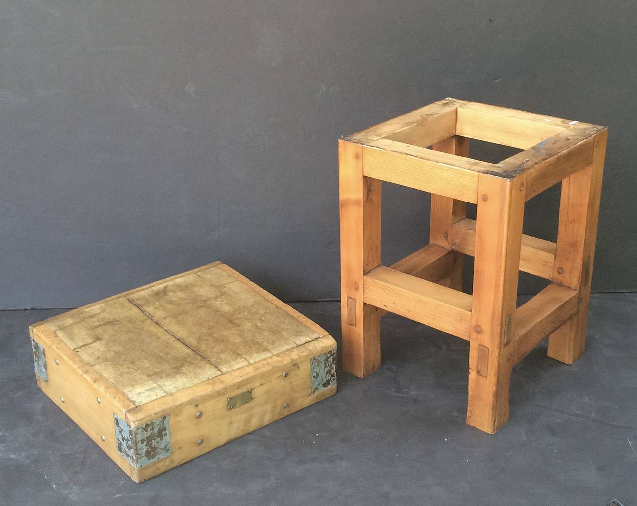 19th Century French Butcher's Chopping Block Table on Stand