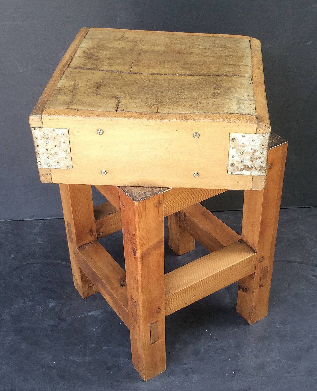 French Butcher's Chopping Block Table on Stand 3