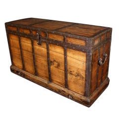 English Iron-Bound Wooden Trunk or Bench