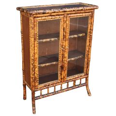 English Bamboo Bookcase with Glazed Doors