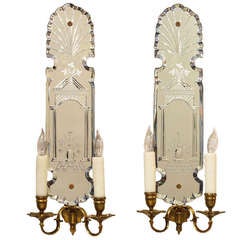 Pair of Mirrored Wall Lights