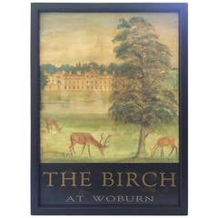 Vintage English Pub Sign, "The Birch at Woburn"