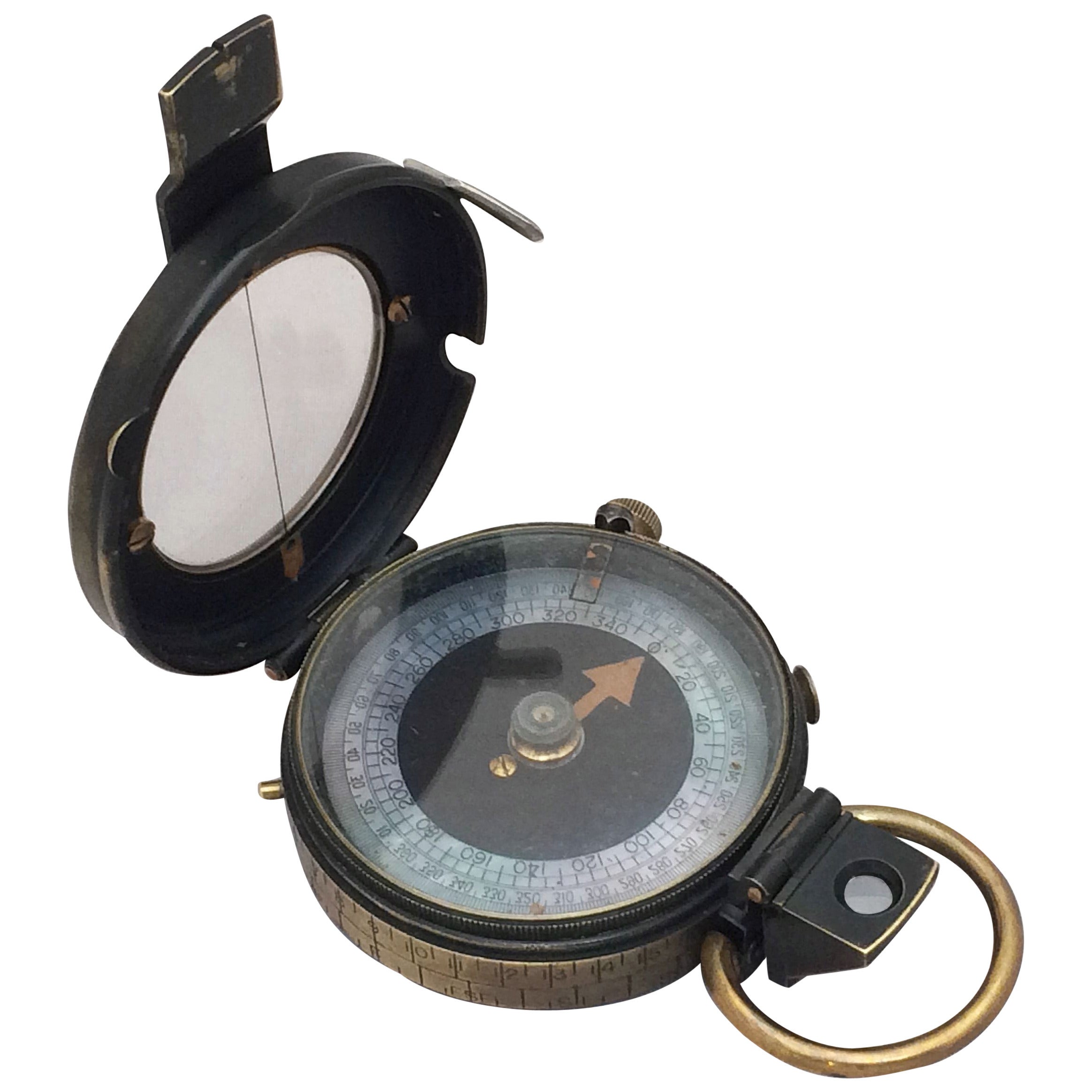 British WWI Marching Compass with Leather Case