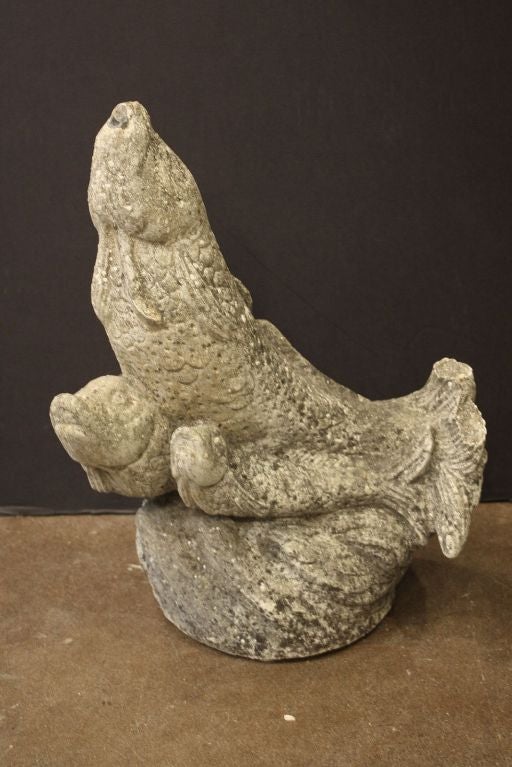 English Garden Stone Fountain of Three Fish 2