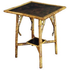 English Bamboo Occasional Table with Lacquer Top
