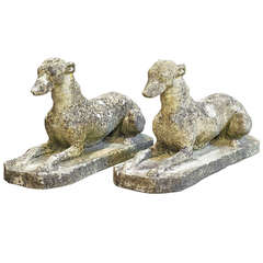 Pair of English Garden Stone Whippets