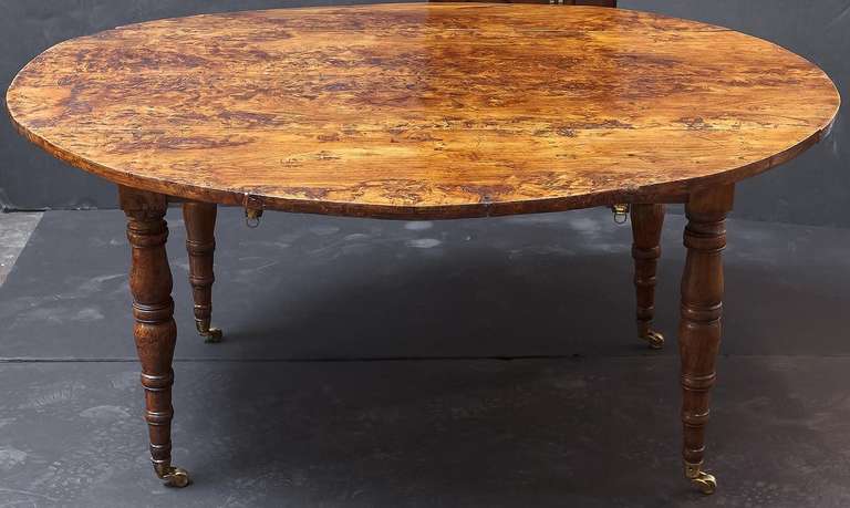19th Century Burr Elm Drop-Leaf Table