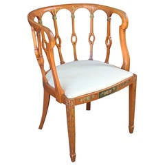 English Chair of Satinwood with Upholstered Seat