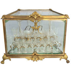 French Tantalus Drinks Set of Gilt Bronze 9