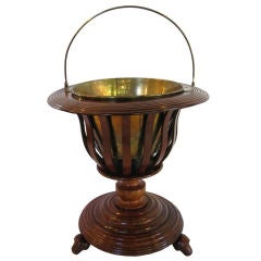 Used Dutch Tea Bucket or Warmer or Wine Holder of Turned Mahogany