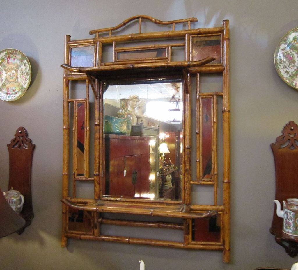 English Bamboo Over Mantle Mirror 2