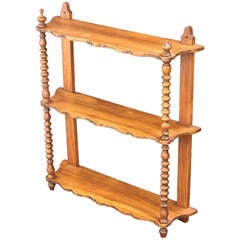 Antique French Hanging Curio Shelf of Walnut