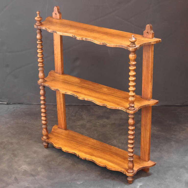 French Hanging Curio Shelf of Walnut In Excellent Condition In Austin, TX