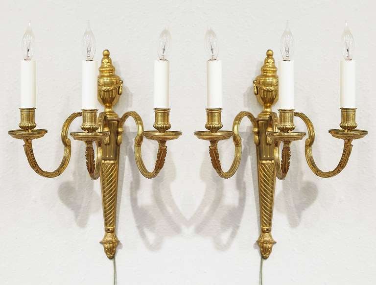 Pair of Adam Style Wall Lights or Sconces from England In Good Condition For Sale In Austin, TX