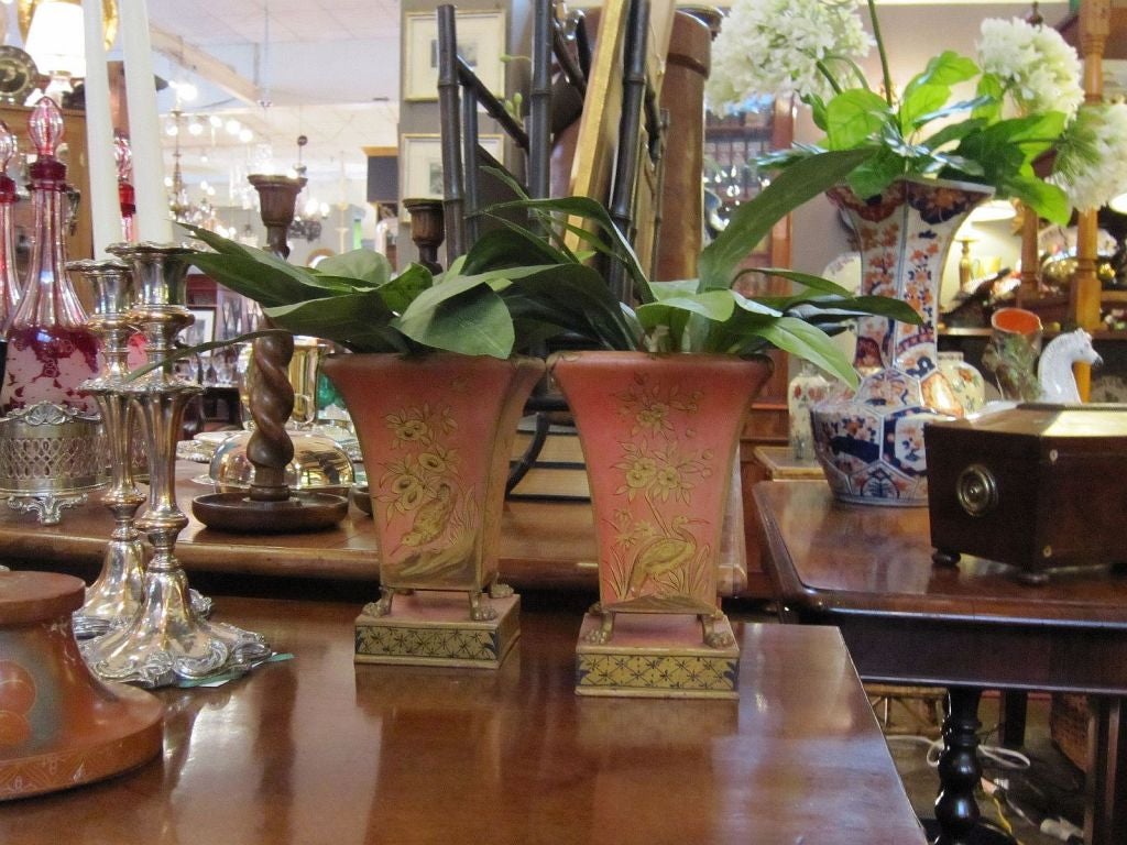 Pair of English Tole Planters 7