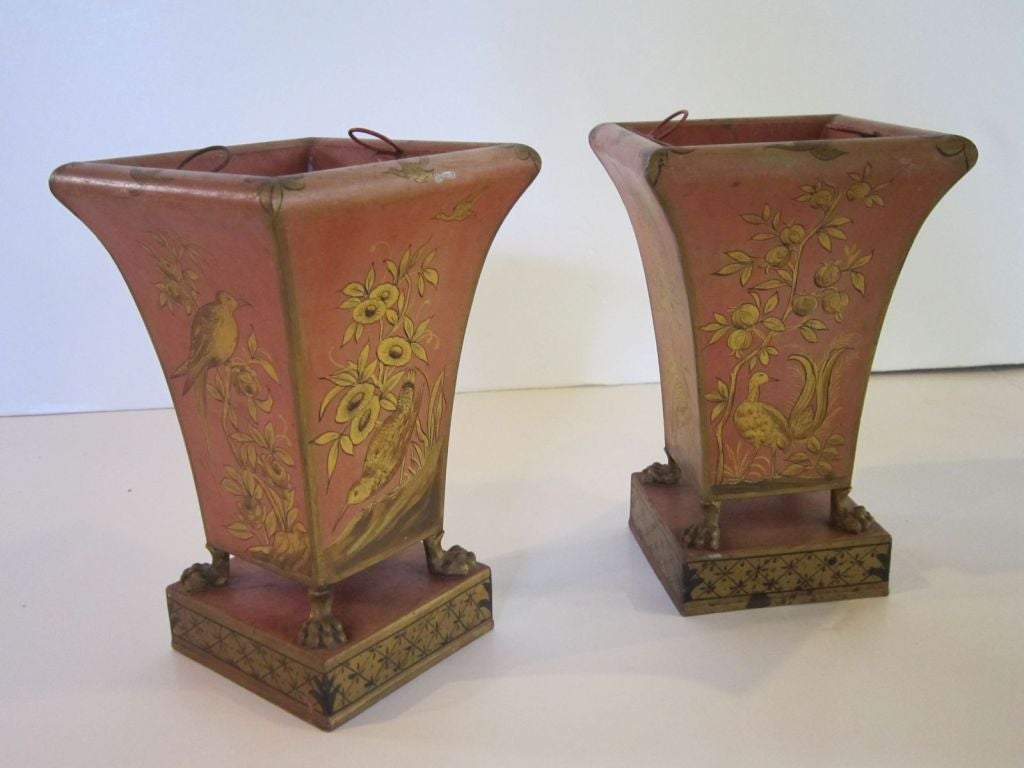 19th Century Pair of English Tole Planters