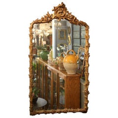 French Gilt Hall Mirror with Palm Leaf Design