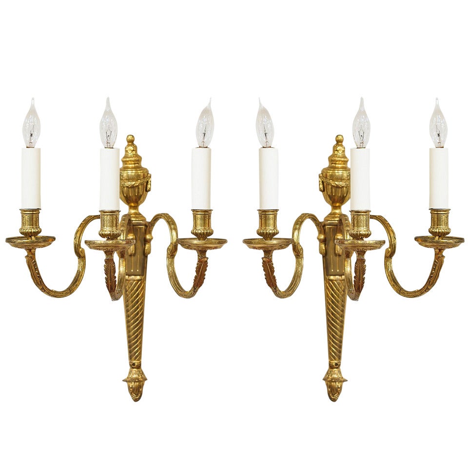 Pair of Adam Style Wall Lights or Sconces from England