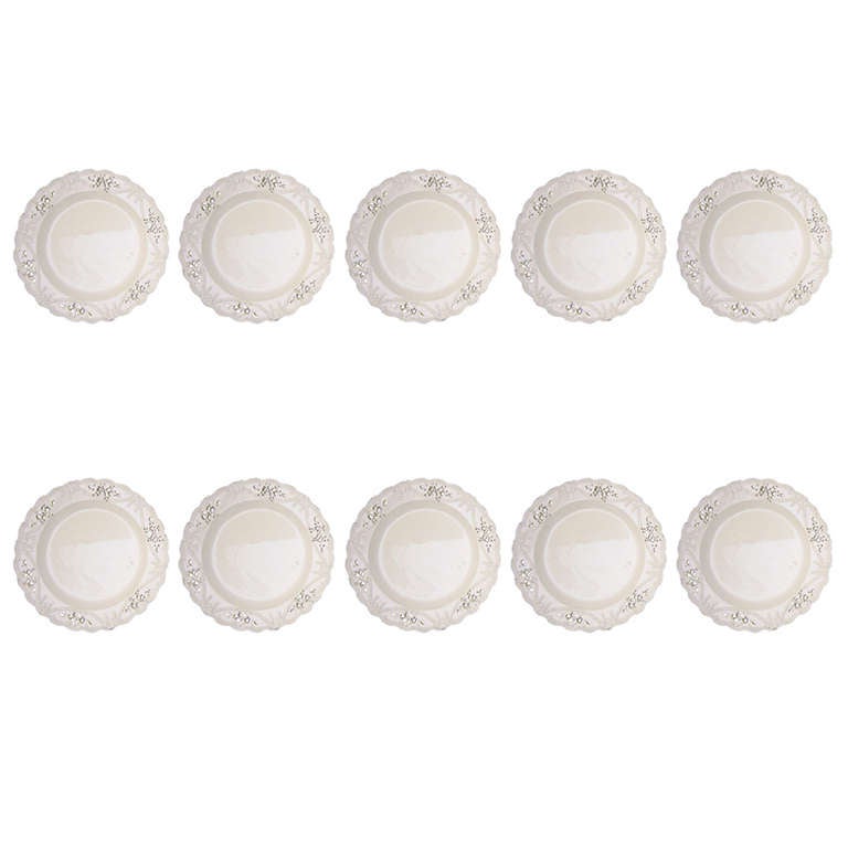 Leeds Pottery Pierced Creamware Set of Ten Plates (9 3/4