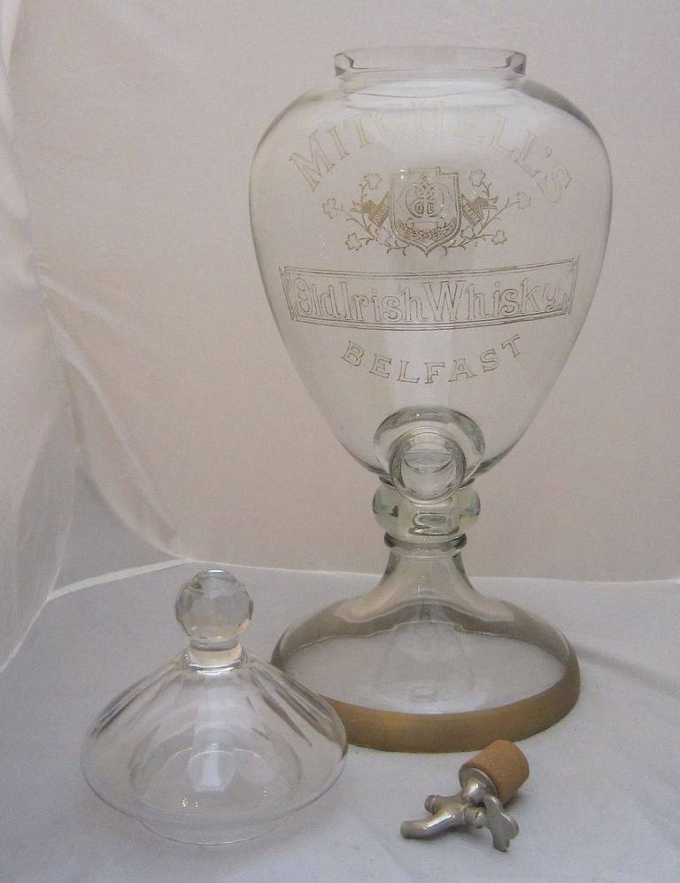 Large Glass Whiskey Dispenser (Mitchell's Old Irish Whisky - Belfast) 1