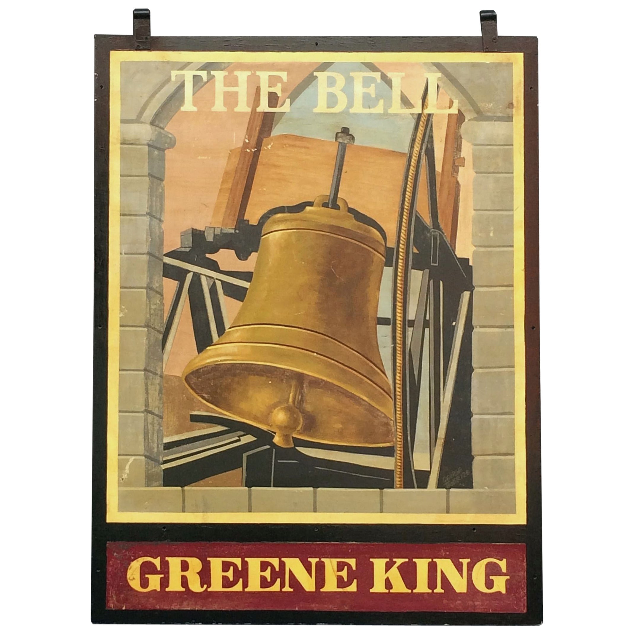 English Pub Sign, "The Bell, Greene King"