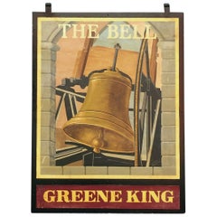 Vintage English Pub Sign, "The Bell, Greene King"