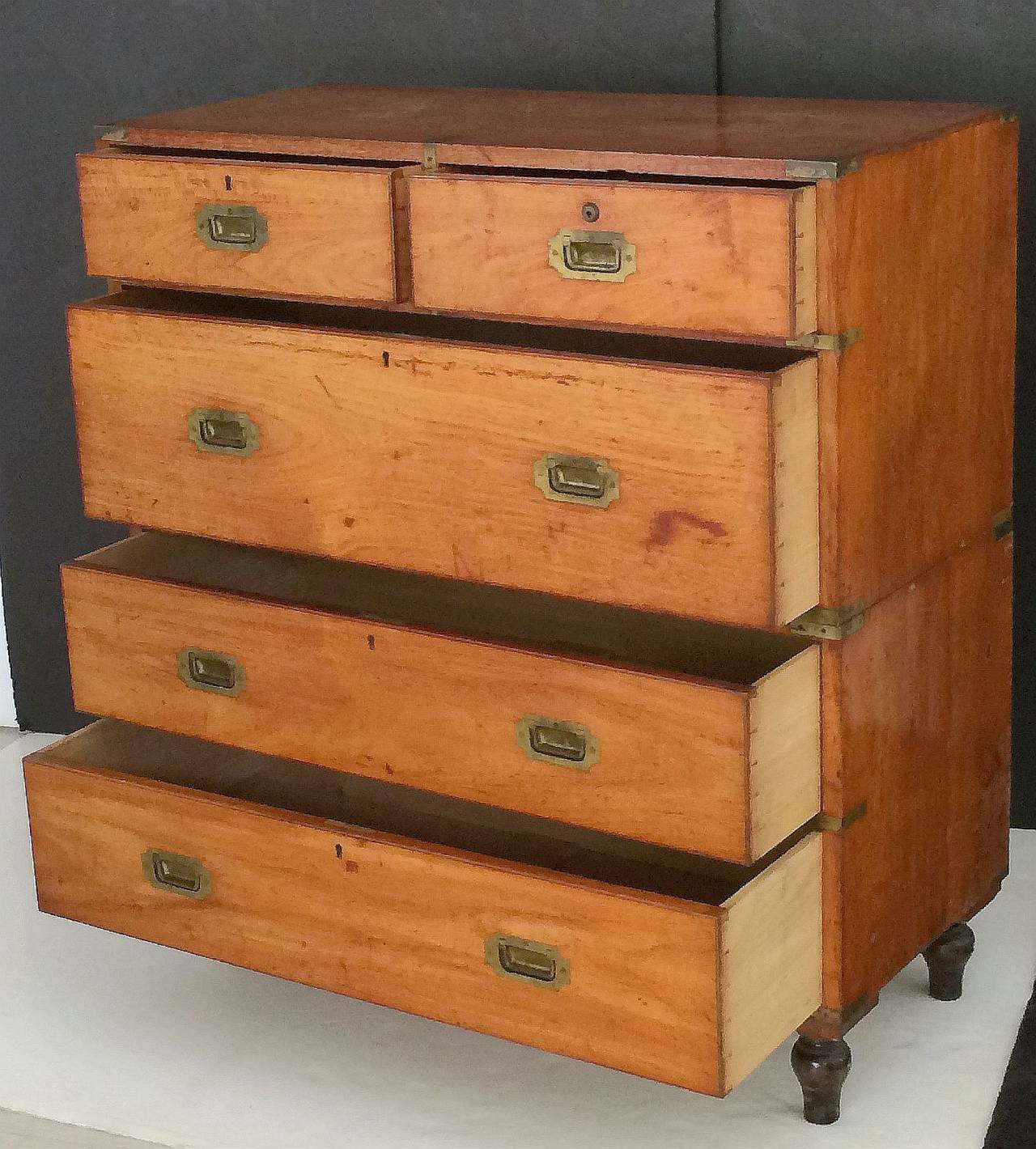 19th Century English Campaign Chest in Teak