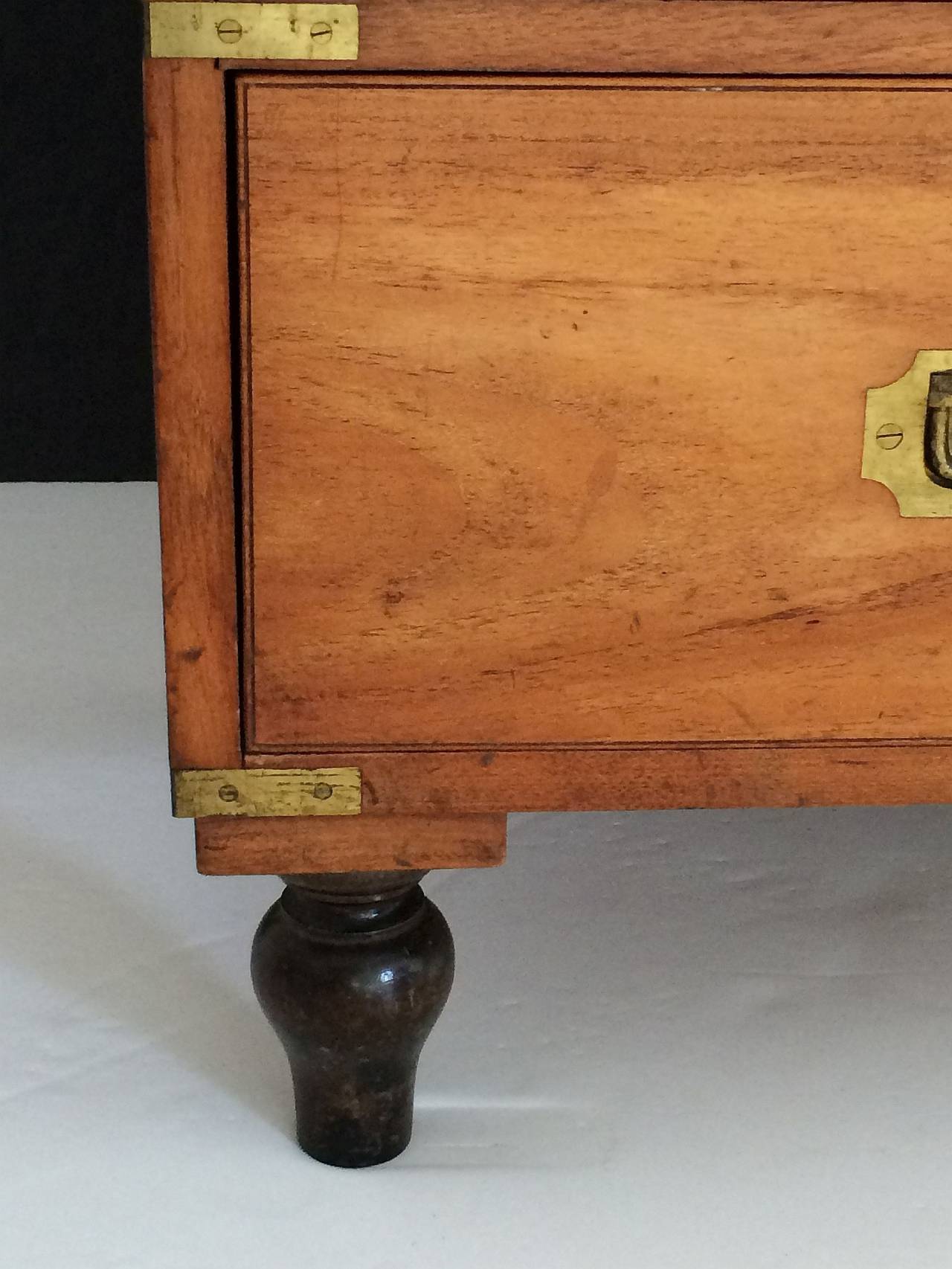 Brass English Campaign Chest in Teak