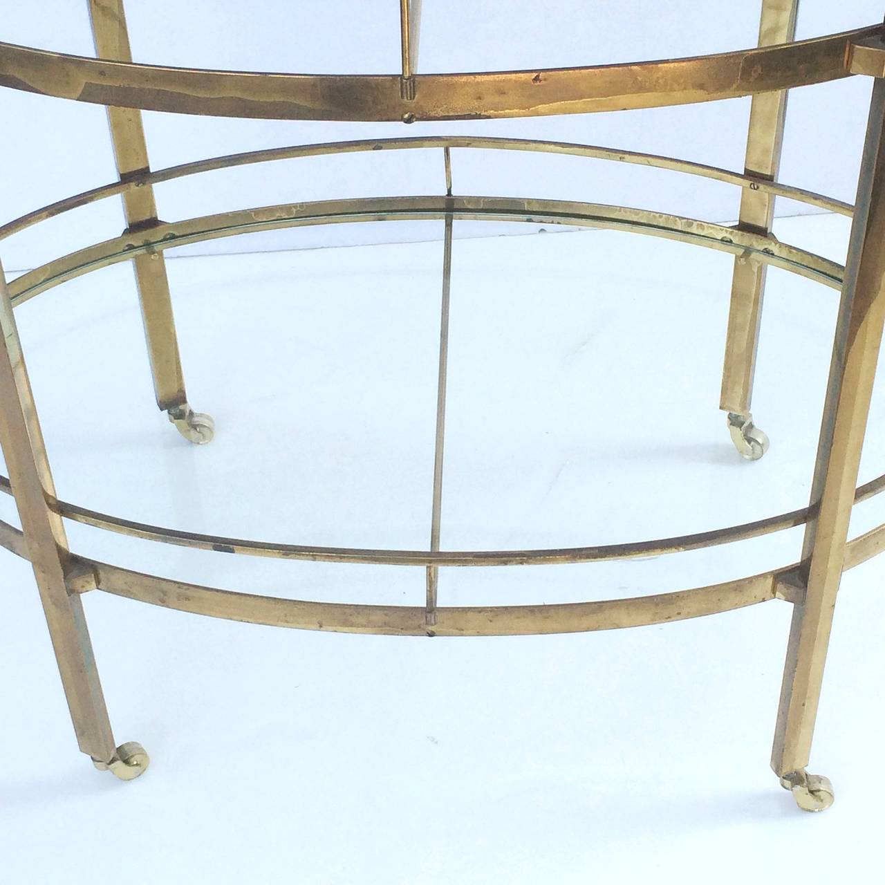 French Three-Tier Drinks Cart of Brass and Glass 5