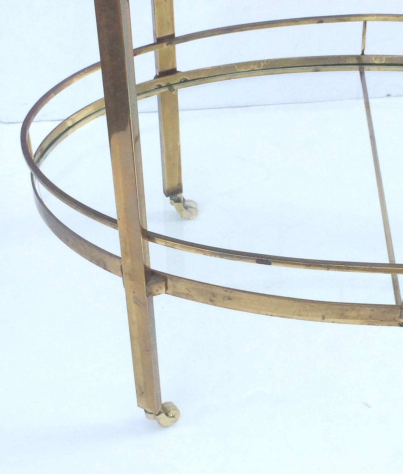 French Three-Tier Drinks Cart of Brass and Glass 4