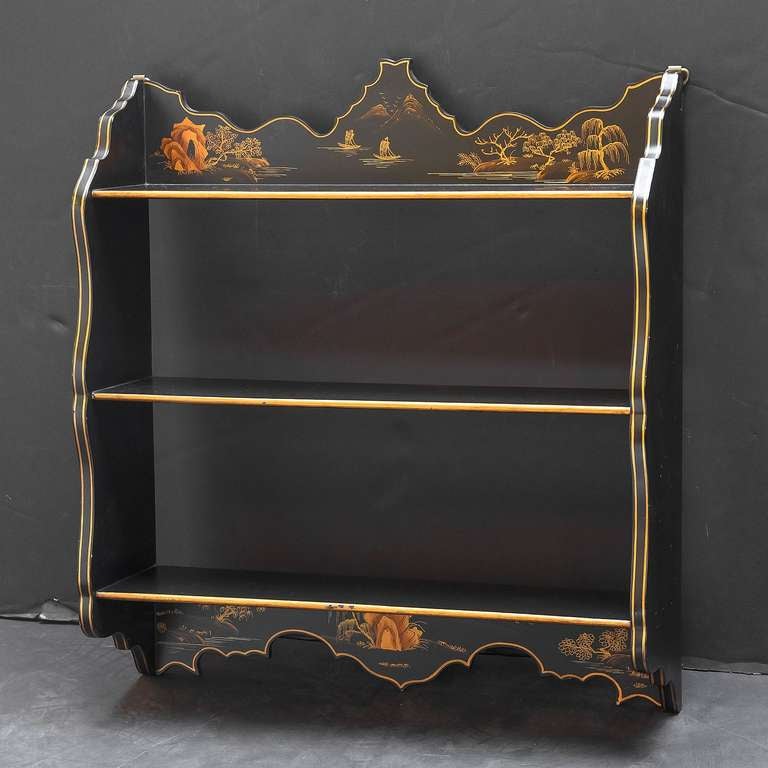 Chinoiserie Lacquered Hanging Shelves In Excellent Condition In Austin, TX