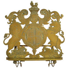 Brass Book Rest with British Royal Coat of Arms