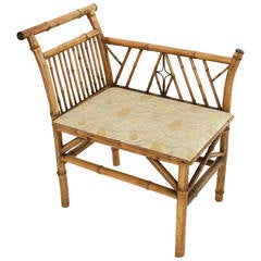 English Bamboo Upholstered Bench Seat 12