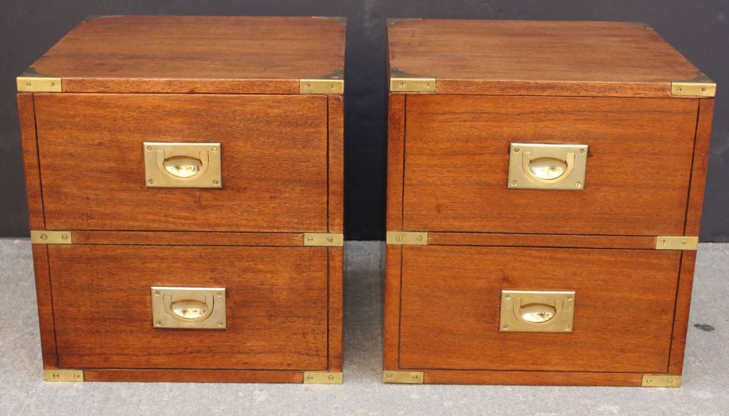 English Campaign Ware Brass-Bound Boxes of Teak