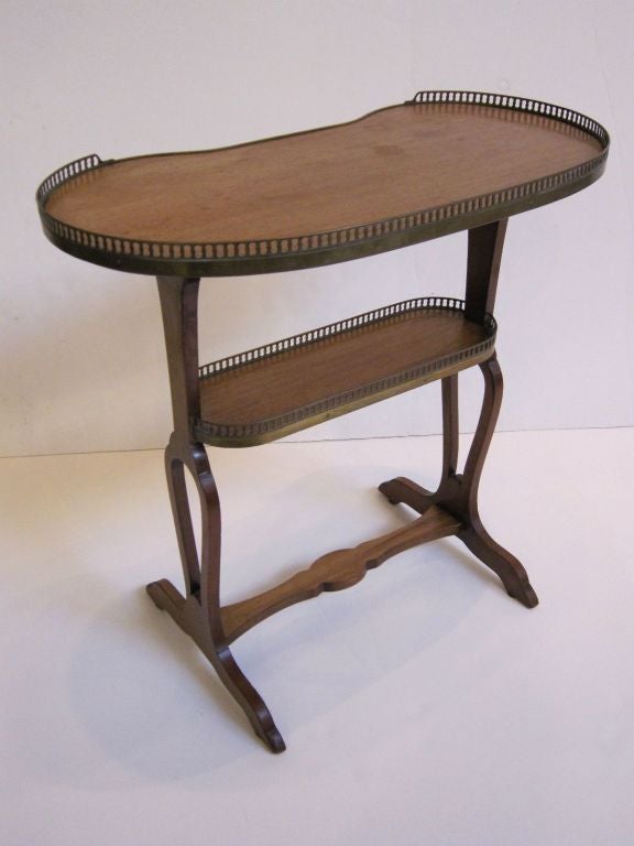 French Tiered Tray Table of Mahogany with Brass Gallery For Sale 4